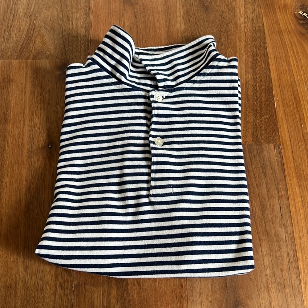 Oscar de la Renta Blue and White Striped Polo